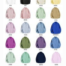 大码宽松水洗纯棉 单衣袋 长袖纯色衬衫女上衣光版宽松开衫外套