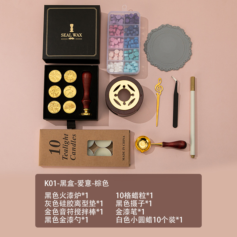 Nuevo macaron fuego pintura cera grano horno sello mano cuenta Día de San Valentín cumpleaños regalo fuego pintura sello conjunto completo al por mayor