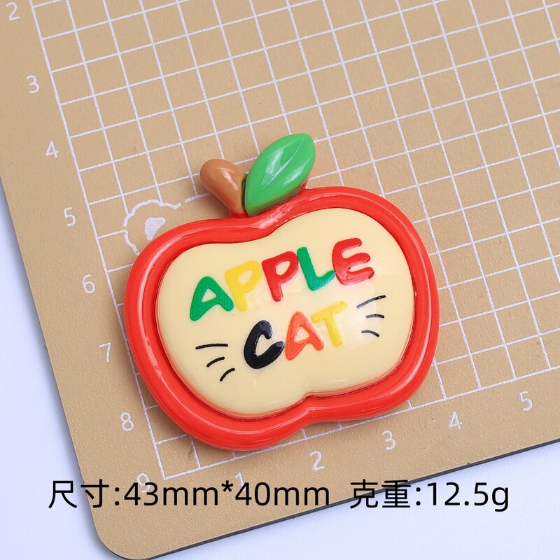 可爱苹果小黑猫卡通diy饰品配件奶油胶树脂小配件洞洞鞋扣材料包|undefined