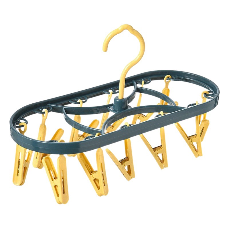 Al por mayor nuevo multi-funcional plegable percha de ropa 12-clip plástico percha ropa tendedero dormitorio calcetines secado artefacto