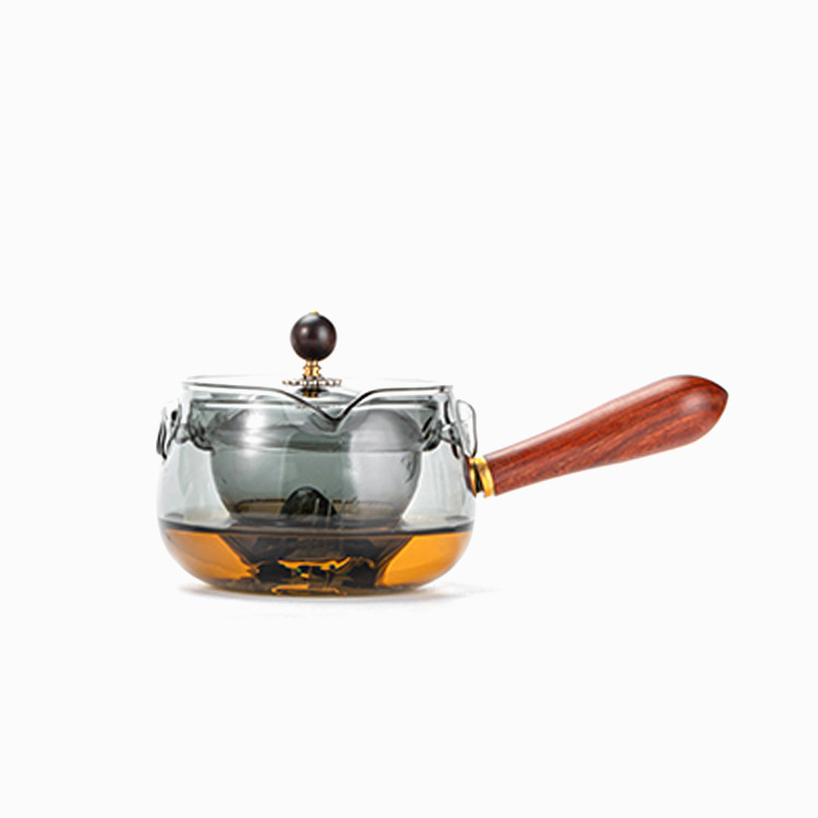 Mango de madera lateral de vidrio de borosilicato olla de ocio 360 ° revestimiento giratorio fabricante de té hogar estufa de cerámica eléctrica tetera
