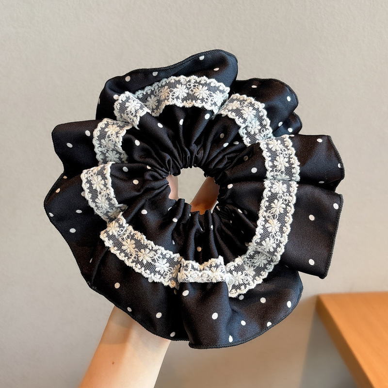 Pastoral viento intestino anillo de cabello mujer 2025 nuevo estilo de alta sensación bola de cabello cuerda de cabeza flor dulce princesa adornos de cabello cuerda