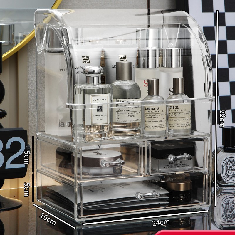 化粧品収納ボックス透明ボックスデスクトップ引き出しアクリル家庭用日用品高級プラスチック蓋付き