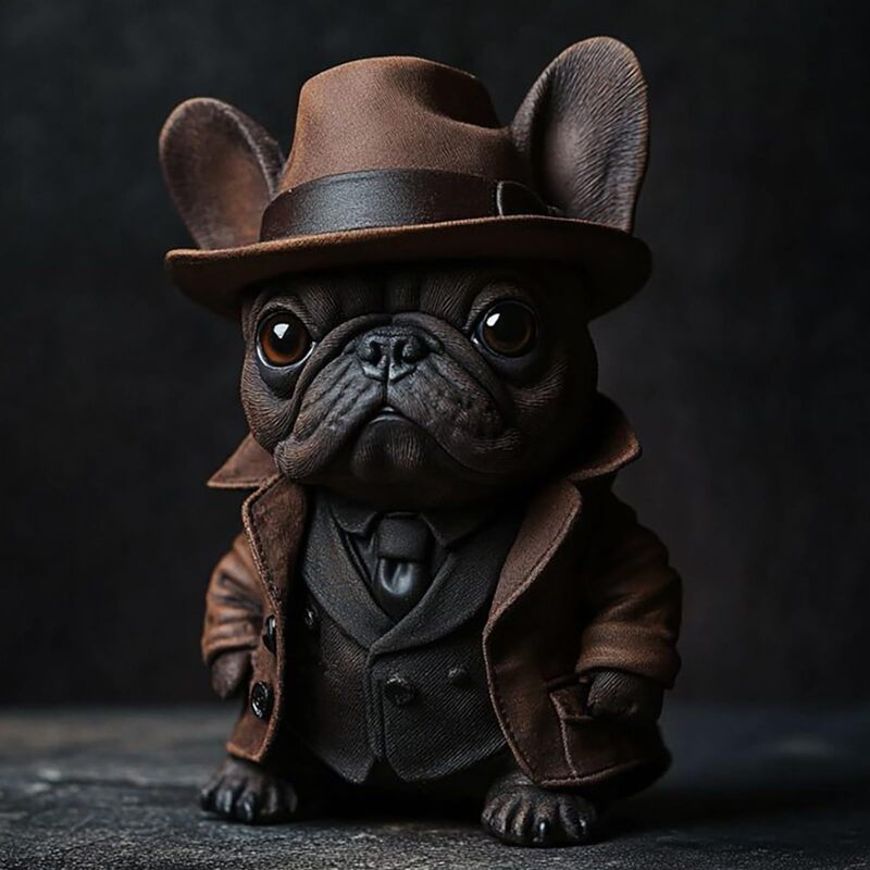 Cross-Border New Product Bulldog Gentleman Statue Resin Crafts Ornaments Home Decoration Desktop Small Ornaments Gifts