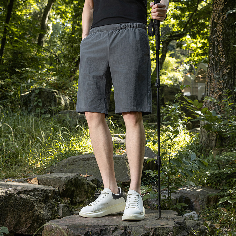 Nylon Elastic Milk Silk Summer New Elastic Waist Casual Mid-Pants Men's Breathable Five-Point Pants Sports Pants Shorts