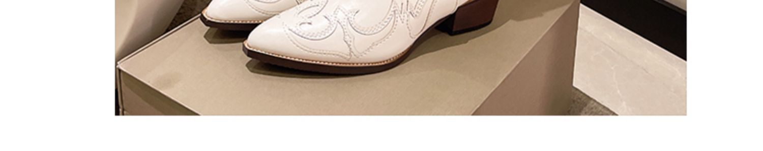 Women's Western Cowboy Boots Vintage Embroidery Pointed Toe Chunky Heel Mid-Calf Riding Boots Light Luxury Fashion Mid Tube Knight Boots_voghion.com