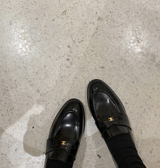 【蘇茵茵】牛津教授~凱旋門金扣一腳蹬懶人樂福單鞋女小皮鞋