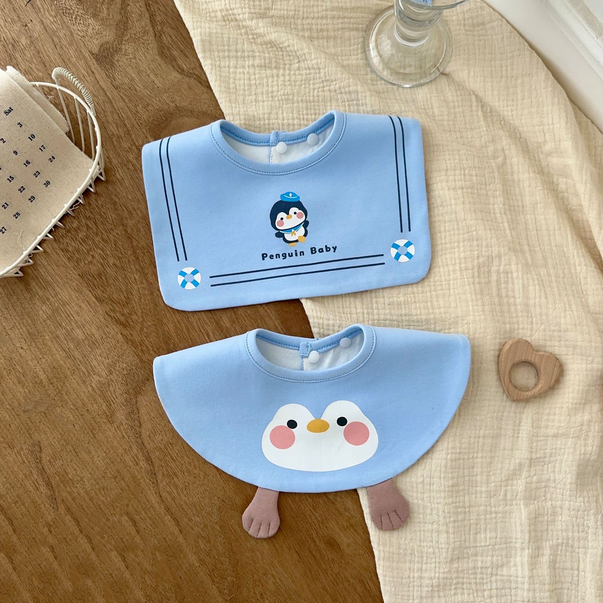 Four-Season Baby Bibs for 0-3 Years Old, Embroidered Pure Cotton A-Class Waterproof Baby Bibs, Cute for Both Boys and Girls