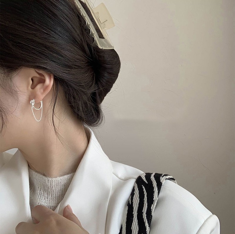 Nova zanka za uho z vozli, preprost stil internetnih zvezdnikov, kul in vsestranski okrogli verižni uhan, ženski_voghion.com