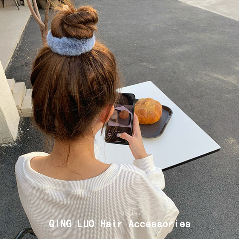 Cerchio per capelli in peluche, corda per capelli, carina, dolce, corda per la testa, semplice, tutto, fascia elastica alta_voghion.com