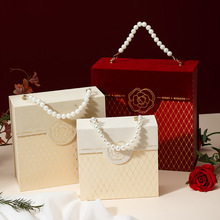 红丝绒山茶花伴娘礼品盒回礼中号结婚喜糖盒包装盒批发ins风婚礼