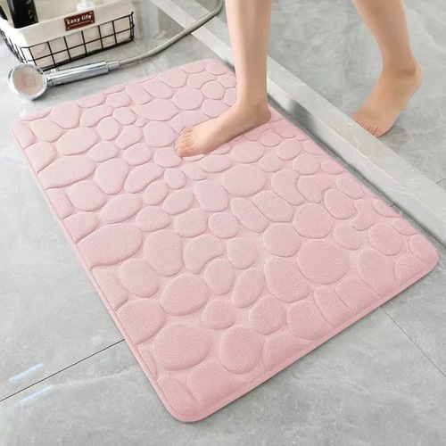 Cross-border embossed pebbles coral velvet floor mats door mats bathroom absorbent foot mats factory direct sales floor mats