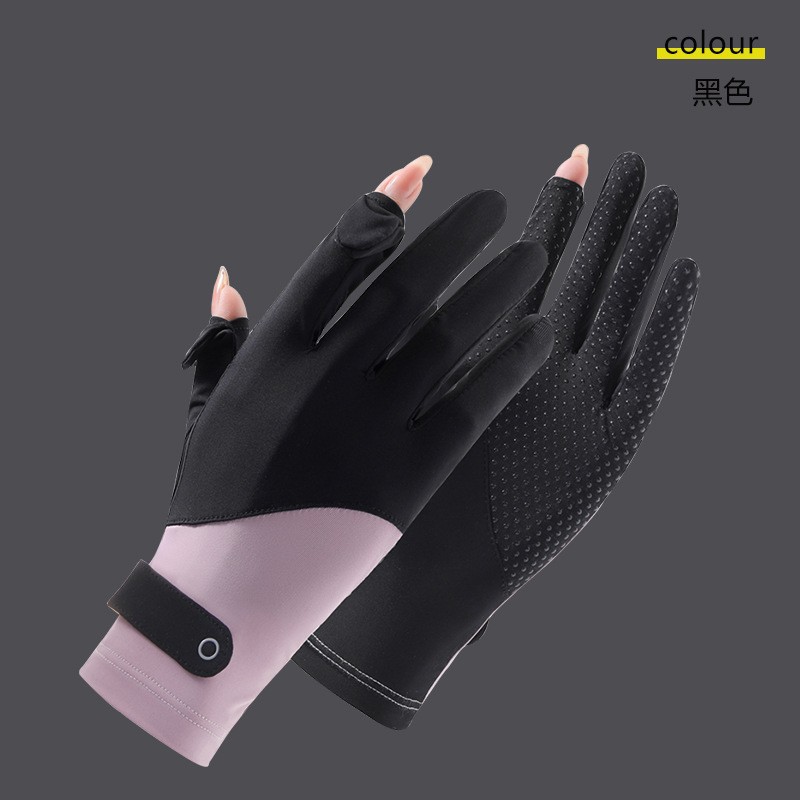 Guantes de protección solar para mujeres Protección UV delgada seda de hielo de verano mangas de mano de moda al aire libre ciclismo fugas dedo guantes de protección solar
