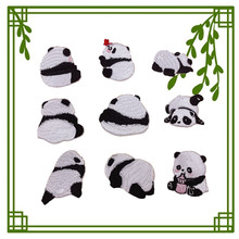娜样可爱熊猫刺绣布贴蒲扇贴纸中秋周边配件卡通中国风布贴自粘