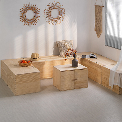 UG73 tatami wooden box bed small apartment bedroom bed widened bay window floor cabinet solid wood bed high box storage bed