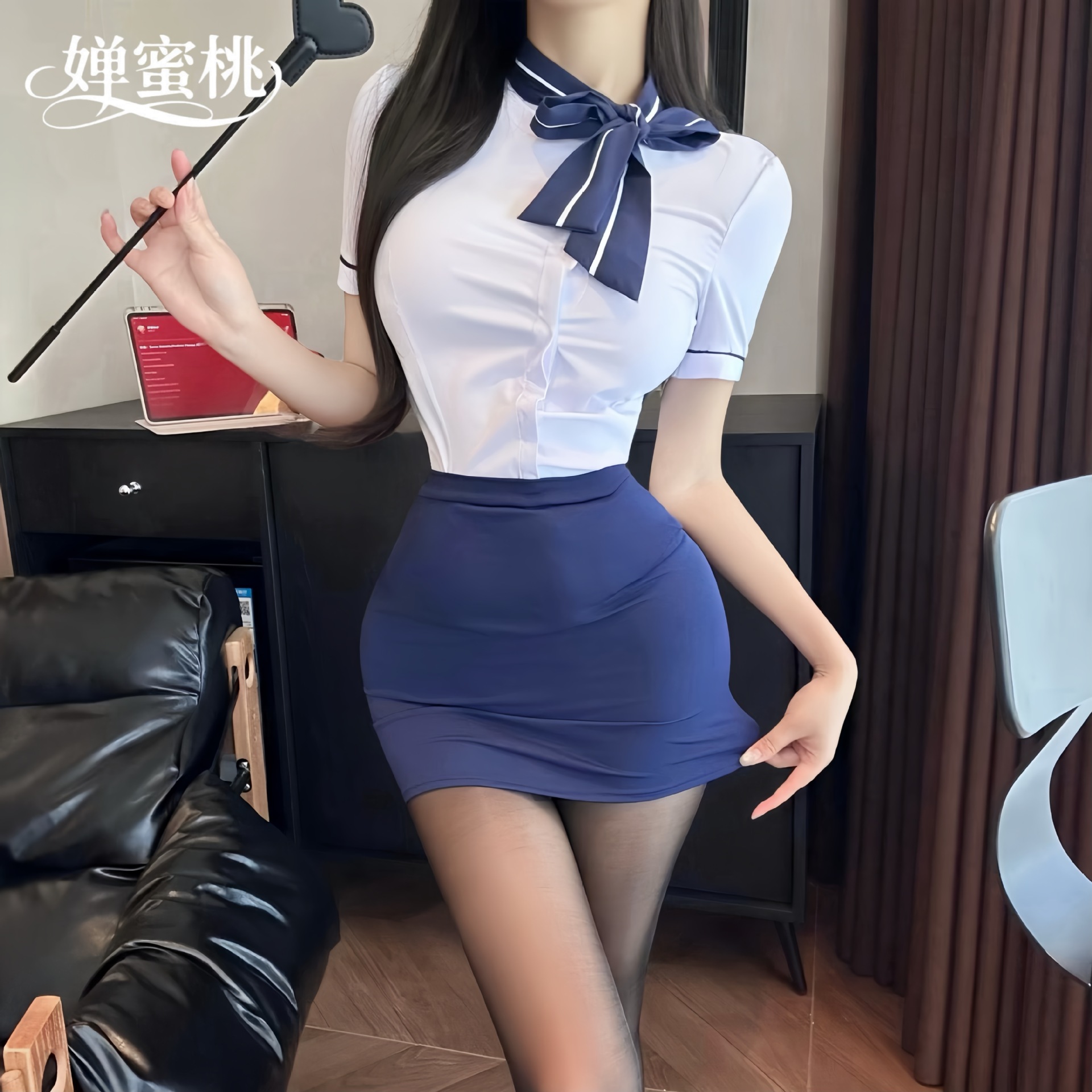 Sexy Lingerie, Sexy Stewardess Uniform, Pure Desire Secretary Flirting, Sexy Butt-Covering Suit, Qqny Pajamas