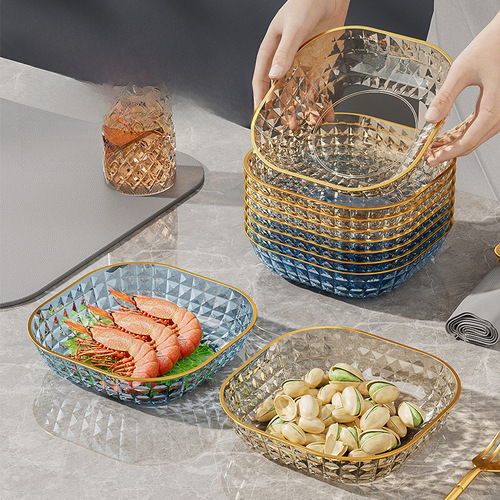 Nordic light luxury skeleton plate household small snack plate creative fruit bowl gold edge snack plate new wholesale