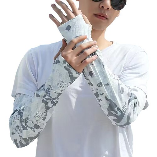 Summer Sun Protection Ice Sleeves Trendy Summer Sun Protection Men's Loose Arm Sleeves Camouflage Men Cycling Ice Sleeves Summer Thin Version