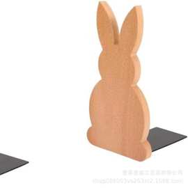 木质书挡板家用桌面实木书籍收纳架现代简约兔子形状学生书架