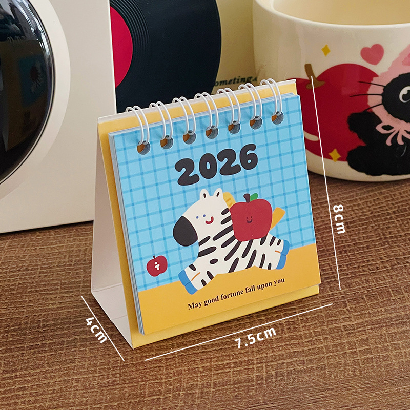 卡通桌面小台历2026学生计划本创意打卡可圈可画日历签到桌历摆件|undefined