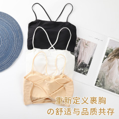 Short cross-back sheer lace bralette for underwears, invisible for layering, sexy and non-showing with padding, can be worn outside as a wrap dress for women.