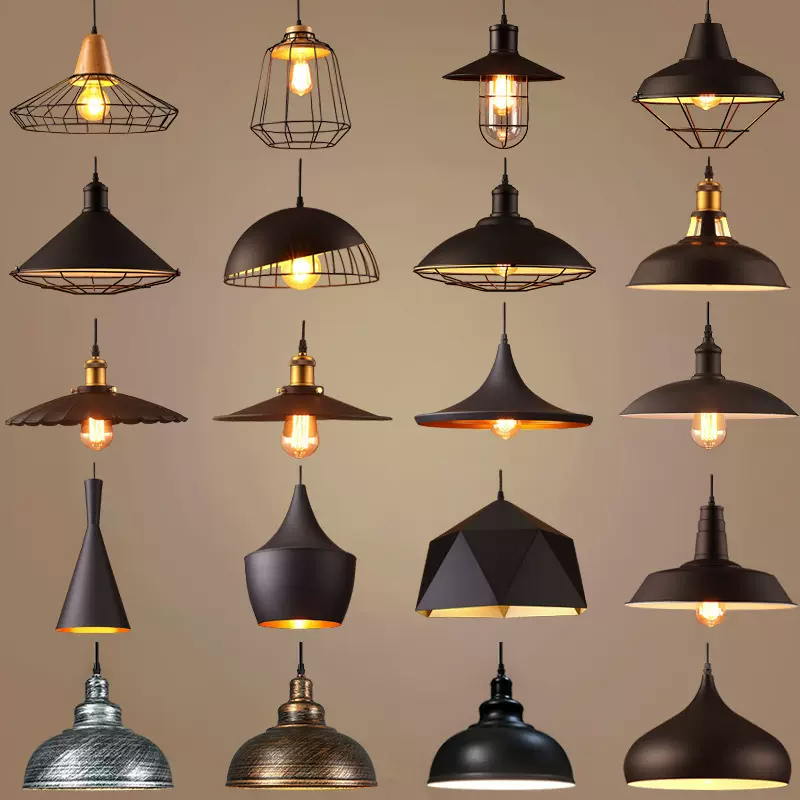 led创意个性单头铁艺复古工业风餐厅办公室工程商铺装饰照明吊灯