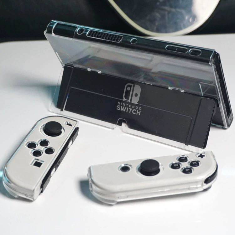 Slip flip crystal protective case transparent PC hard -thin window opening suitable Rennian game console Switch OLED