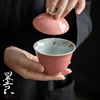 Mo Ji Impatiens Hand drawn butterfly Cover bowl Pink ceramics Make tea Kungfu Online tea set