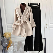 妈妈冬装气质小香风套装中年女装秋冬大码时尚高端毛呢外套两件套