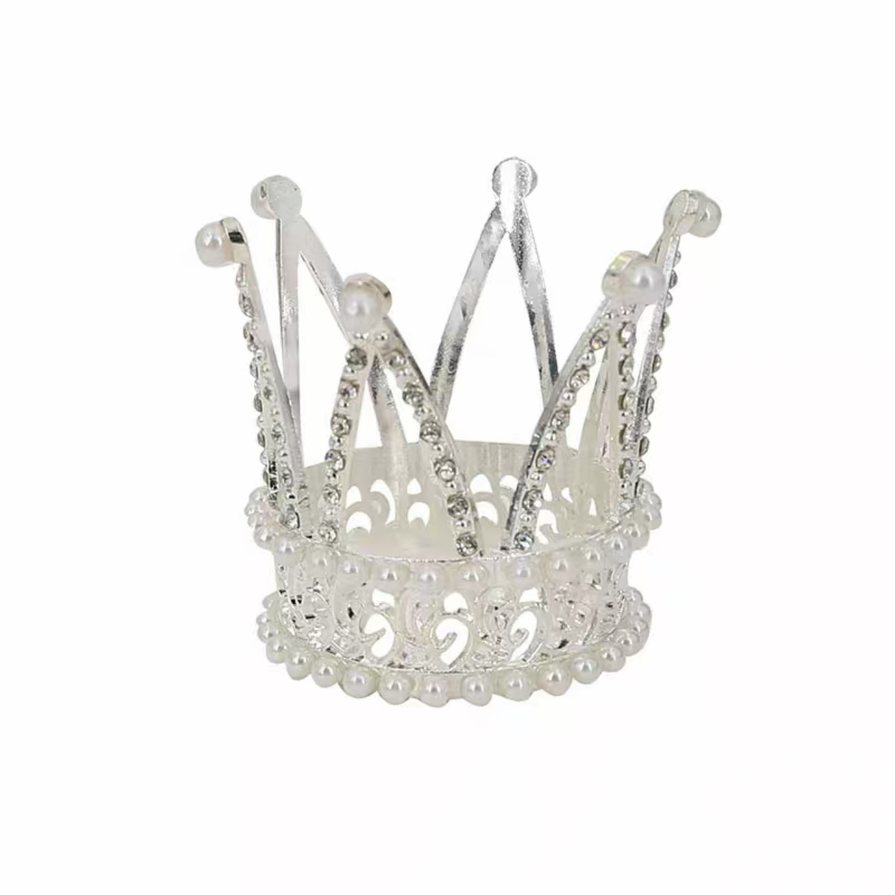 Ventas calientes de corona de cumpleaños de la reina torta decoración horneado adornos de perlas redondas flores de novia corona al por mayor