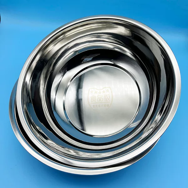 Non-magnetic Stainless Steel Basin European Style Thickened Vegetable Washing Basin Multi-purpose Large Basin and Basin Round Foot Washing Basin Hot Pot Flat Bottom Basin