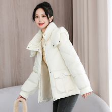 女士棉衣2024冬季连帽新款宽松棉袄韩版加厚加绒棉服防寒外套外穿