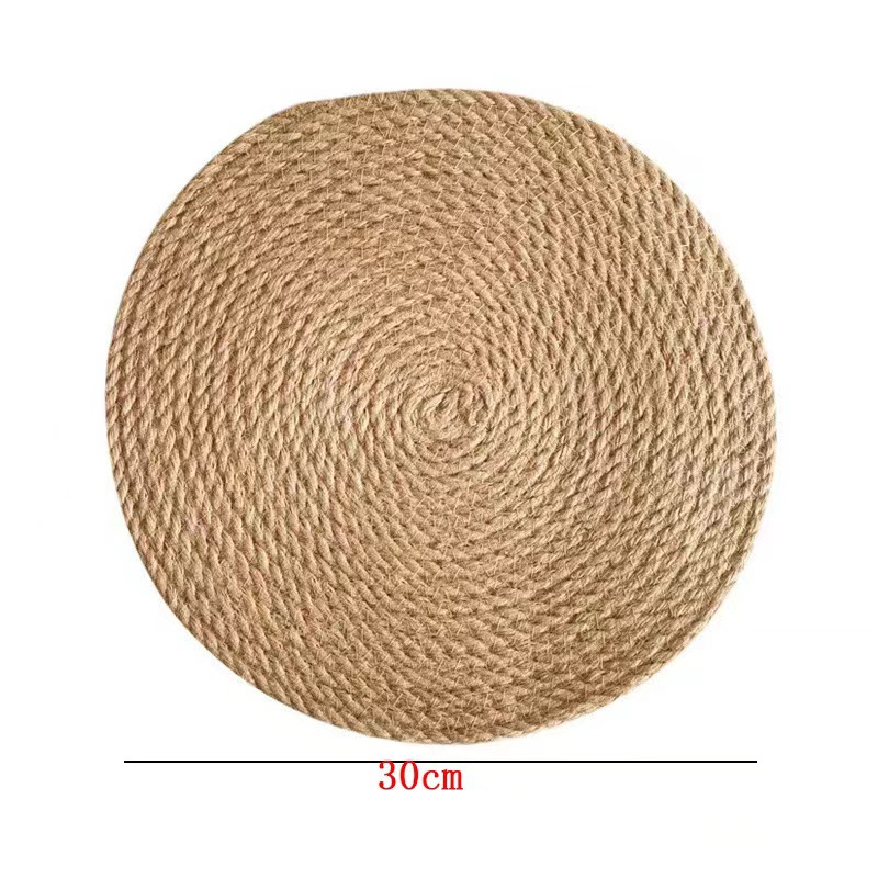 Pie Pie Pie proceso de tejido de paja estallado transfronterizo lino almohadilla de taza almohadilla de cuerda de lino almohadilla de aislamiento térmico almohadilla de yute de alta calidad