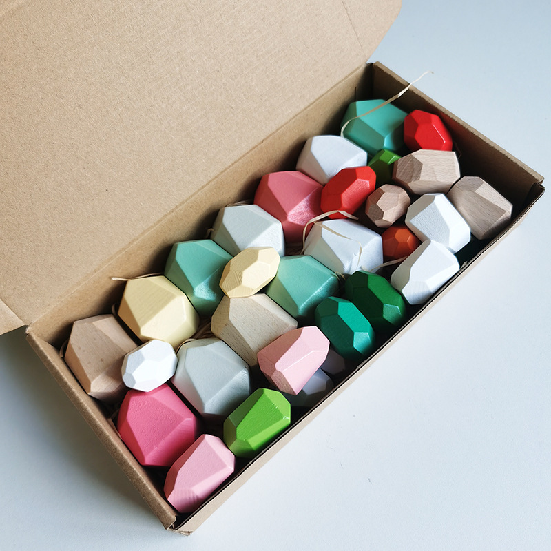 CE CPC para niños, arcoíris de madera, bloques de construcción de piedra apilada, combinación libre, Jenga, juguetes cognitivos de color para bebés al por mayor