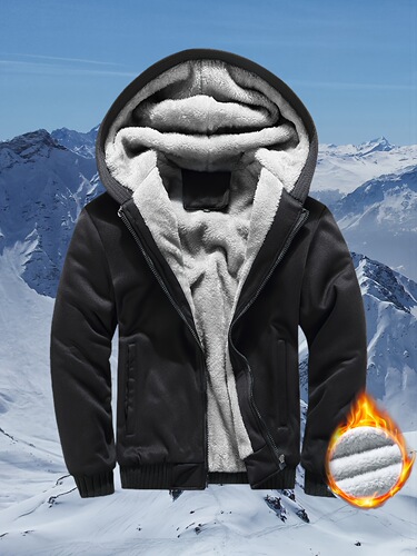 Zip up Slant Pockets Hooded Jacket Casual Thermal Long Cross-border
