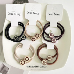 Japanese and Korean new style round heart brown series hair tie for girls cute peach heart basic simple versatile rubber band