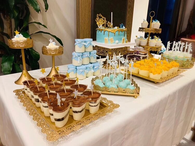 Postre de oro Decoración de mesa soporte de exhibición traje creativo europeo pastel merienda stand buffet comida fría té mesa de descanso image 15