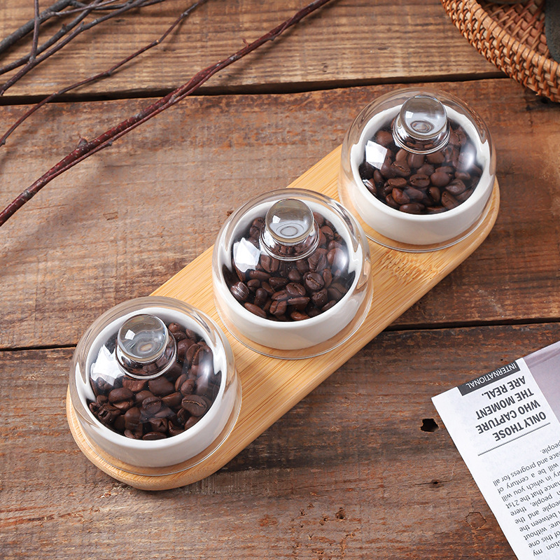 Plato de bocadillos de cerámica creativo con cubierta de vidrio, té de la tarde, postre, tazón de horneado, plato de refrigerio casero, plato de fruta seca