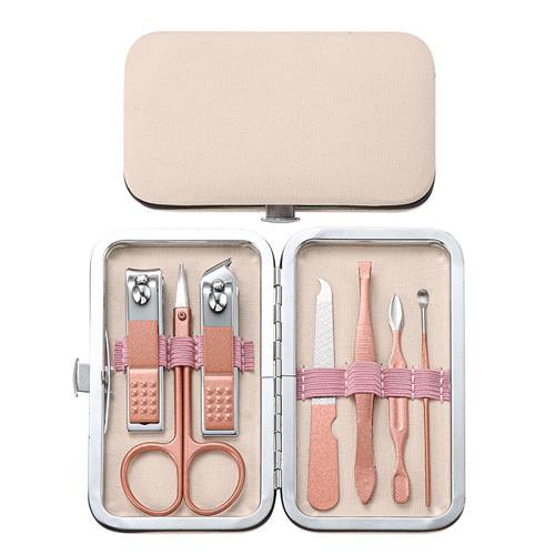 Pink Nail Art Kit Set Rose Gold Nail Scissors Set Women's Nail Beauty Tools Set Business Gift Wholesale