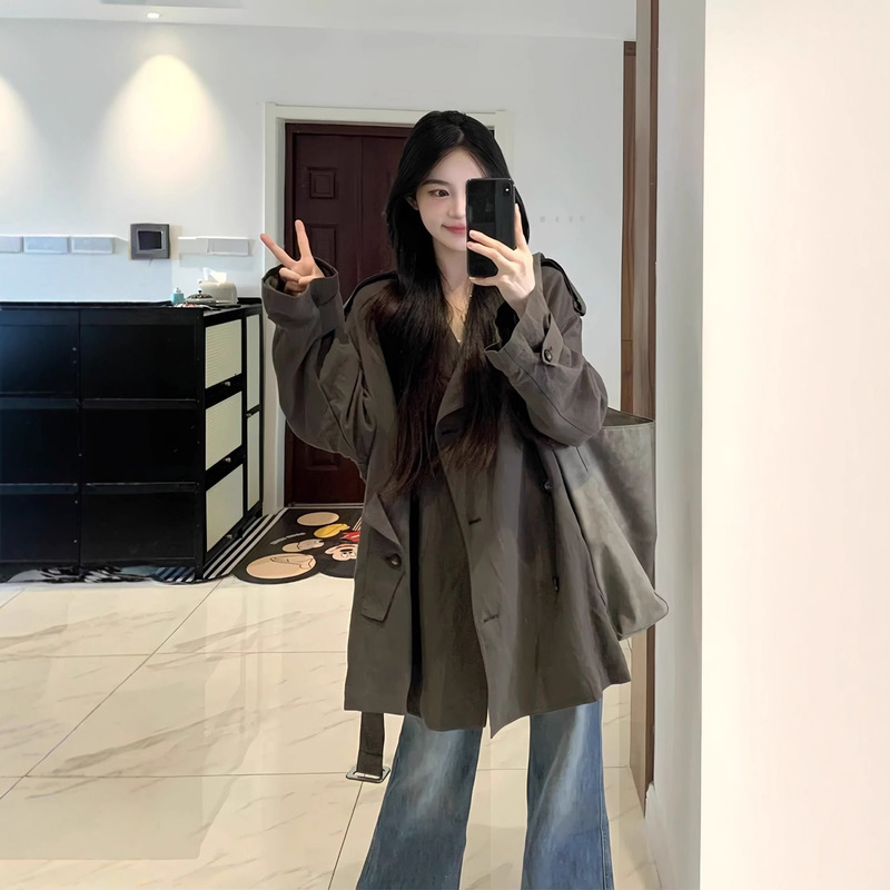 短款宽松风衣外套女2025春秋季新款小个子巨好看薄款韩版韩系休闲|undefined
