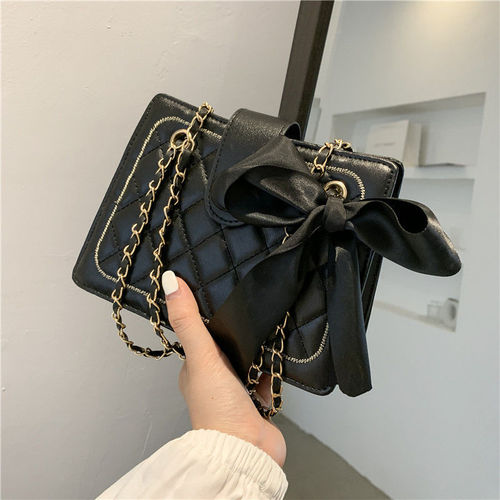 Autumn silk scarf bag for women  new trendy fashion rhombus chain bag texture single shoulder armpit bag crossbody bag