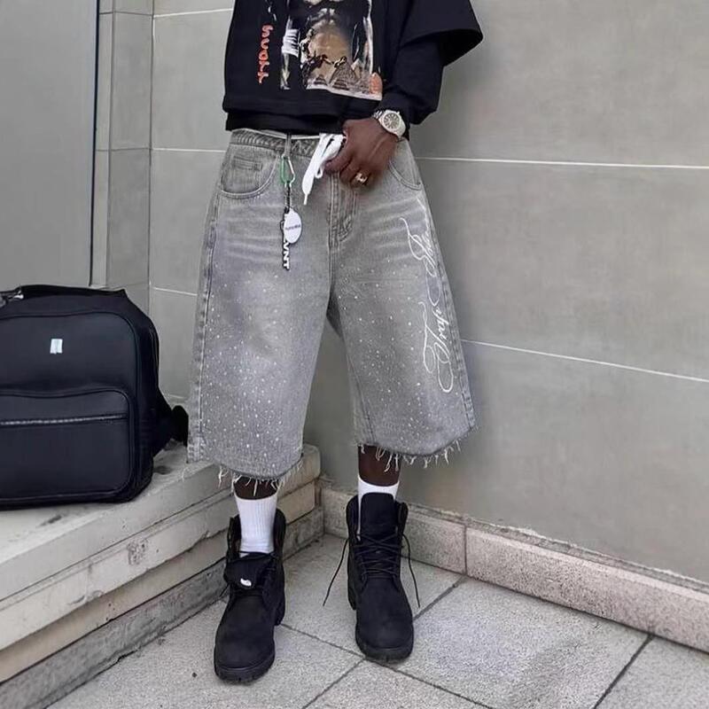 Cross-Border Temu Foreign Trade American Retro Washed Denim Shorts Unisex Straight Wide-Leg Loose Mid-Length Shorts Five-Point Shorts Cross-Border Temu Foreign Trade American Retro Washed Denim Shorts Unisex Straight Wide-Leg Loose Mid-Length Shorts Five-Point Shorts