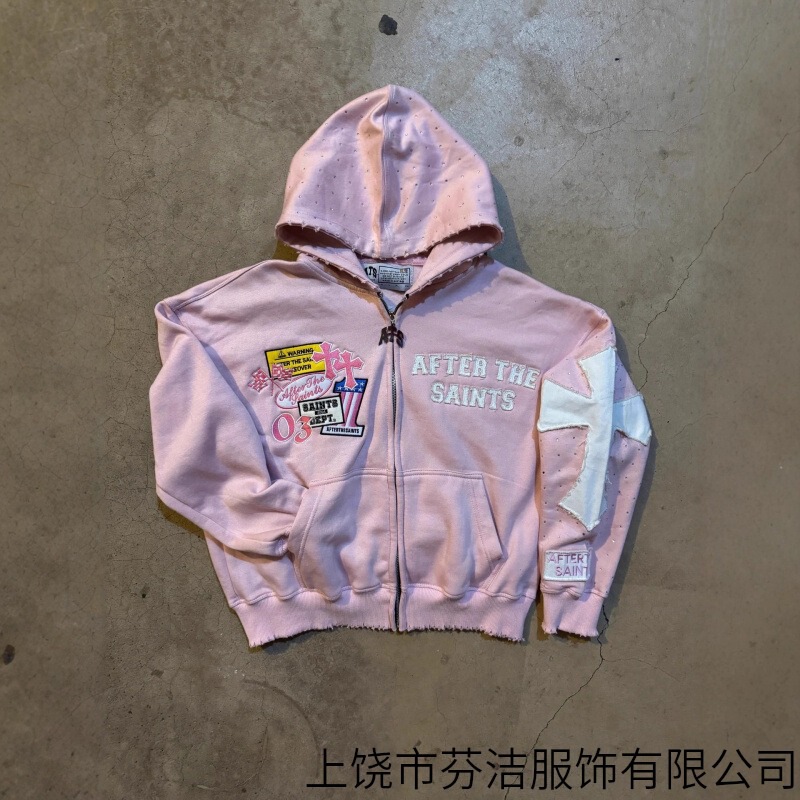 Foreign Trade American Street Hot-Selling Hooded Cardigan Casual Sweatshirt Letter 3D Printed Jacket Trendyy Top Street