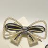 Hair accessory from pearl, hairgrip with bow, fashionable bangs, Korean style, internet celebrity, diamond encrusted, simple and elegant design