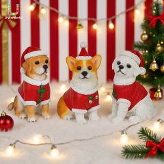 现货圣诞柯基犬比熊犬树脂摆件拉布拉多可爱狗狗圣诞节装饰礼物
