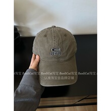 好版型 美复古水洗棉豆绿色做旧棒球帽子女大头围显脸小鸭舌帽男