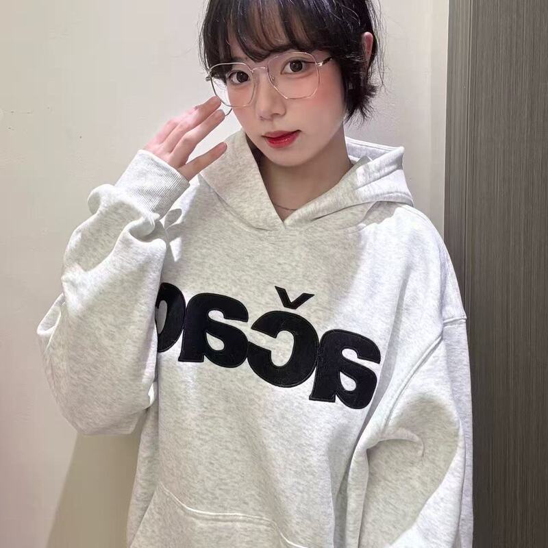 High Quality/Zipper Sleeves/Embroidery/Back Bag [330g Pure Cotton Composite] Gray Embroidered Hooded Sweatshirt