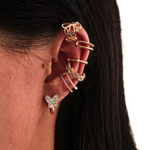 跨境促销组合耳饰 欧美个性花卉星星点钻15件套装无耳洞耳夹批发