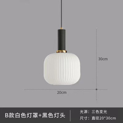 Lámpara colgante nórdica para bar y restaurante, lámpara de noche minimalista, linterna creativa a rayas, lámpara colgante pequeña de cristal retro japonesa de una sola cabeza