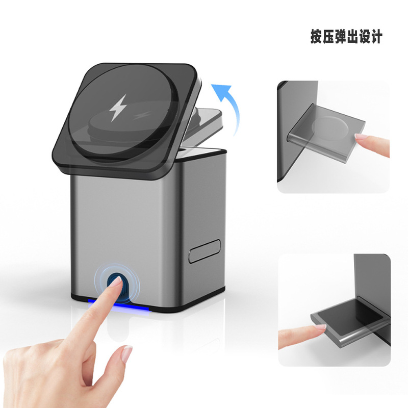 KC回転ポップアップ折りたたみ可能15W TYPE-Cスマートウォッチスタンド多機能マグネットワイヤレス充電器|undefined